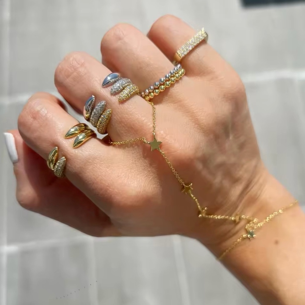 Hand Chain Finger Ring gold Cuff Bracelet Dainty Bracelet